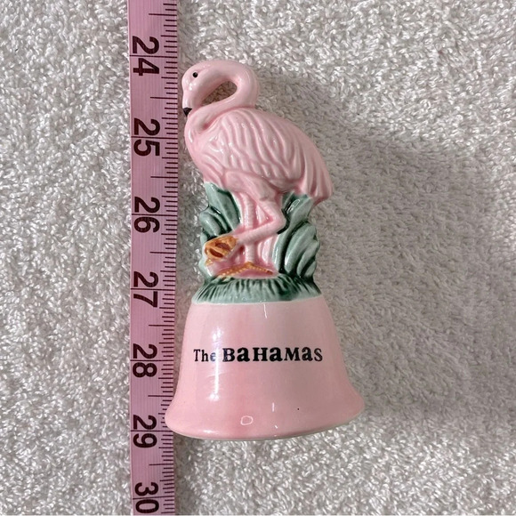 Vintage Pink Ceramic Flamingo Bell Bahamas Kitschy  Travel Souvenir - Picture 8 of 10